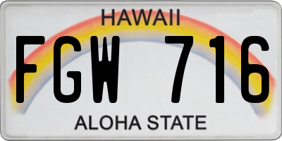 HI license plate FGW716