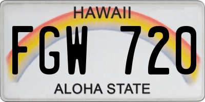 HI license plate FGW720