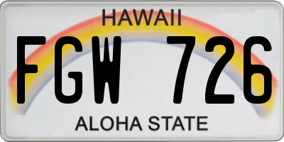 HI license plate FGW726