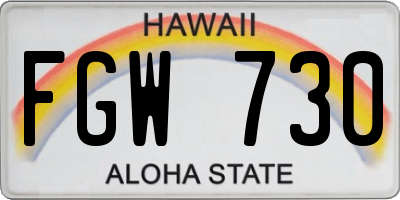 HI license plate FGW730