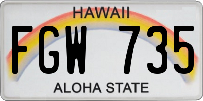 HI license plate FGW735