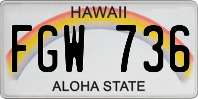HI license plate FGW736