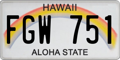 HI license plate FGW751