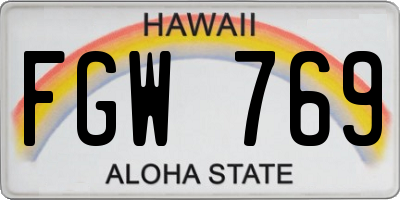 HI license plate FGW769