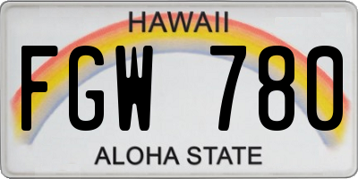 HI license plate FGW780