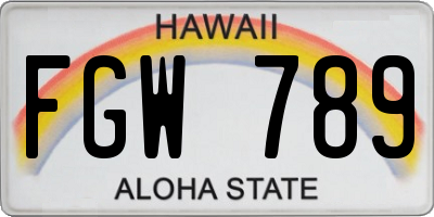 HI license plate FGW789
