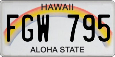 HI license plate FGW795