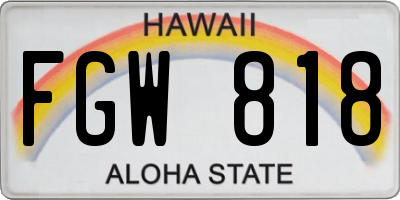 HI license plate FGW818