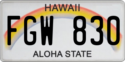 HI license plate FGW830
