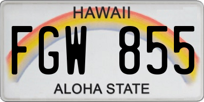 HI license plate FGW855