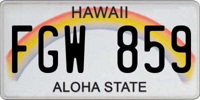 HI license plate FGW859