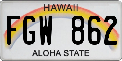 HI license plate FGW862