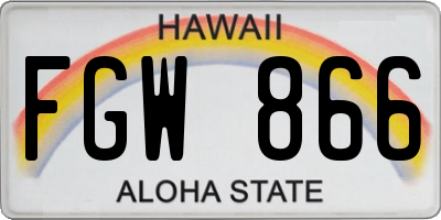 HI license plate FGW866