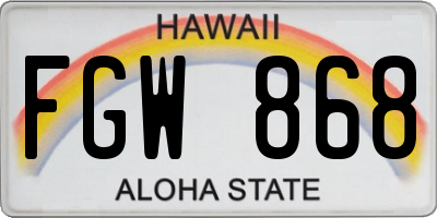 HI license plate FGW868