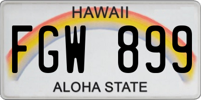 HI license plate FGW899