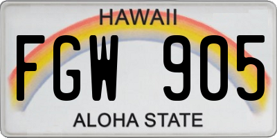 HI license plate FGW905