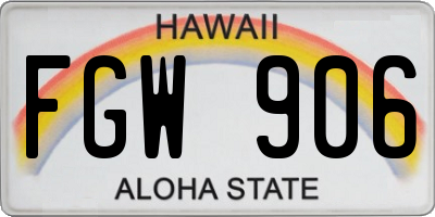 HI license plate FGW906