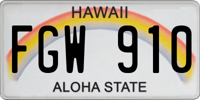 HI license plate FGW910