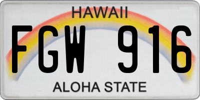 HI license plate FGW916