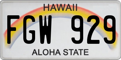HI license plate FGW929