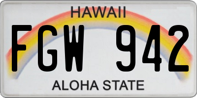 HI license plate FGW942