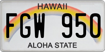 HI license plate FGW950