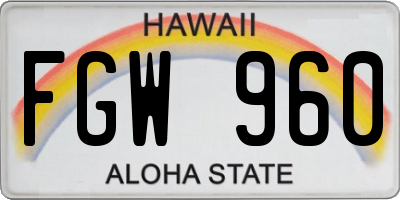 HI license plate FGW960