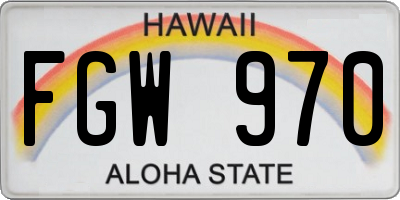 HI license plate FGW970
