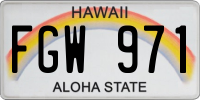 HI license plate FGW971