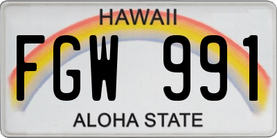 HI license plate FGW991