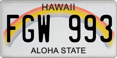 HI license plate FGW993