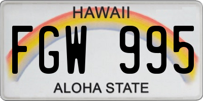 HI license plate FGW995
