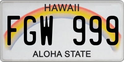 HI license plate FGW999
