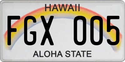 HI license plate FGX005