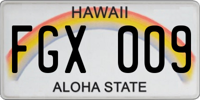 HI license plate FGX009
