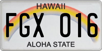 HI license plate FGX016