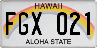 HI license plate FGX021