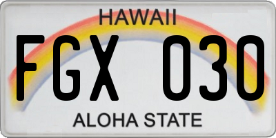 HI license plate FGX030