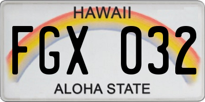HI license plate FGX032