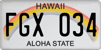 HI license plate FGX034
