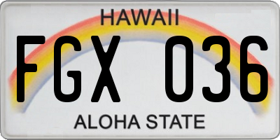 HI license plate FGX036