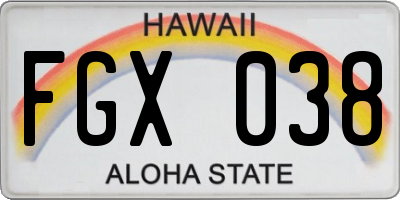 HI license plate FGX038