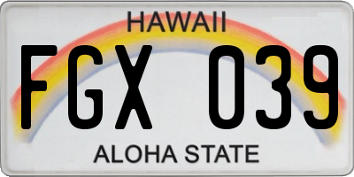 HI license plate FGX039