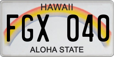 HI license plate FGX040