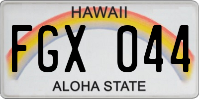 HI license plate FGX044