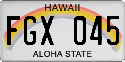 HI license plate FGX045
