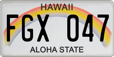 HI license plate FGX047