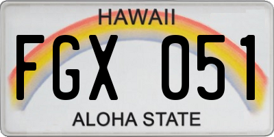 HI license plate FGX051