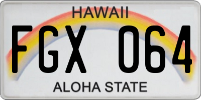 HI license plate FGX064