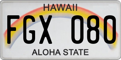 HI license plate FGX080